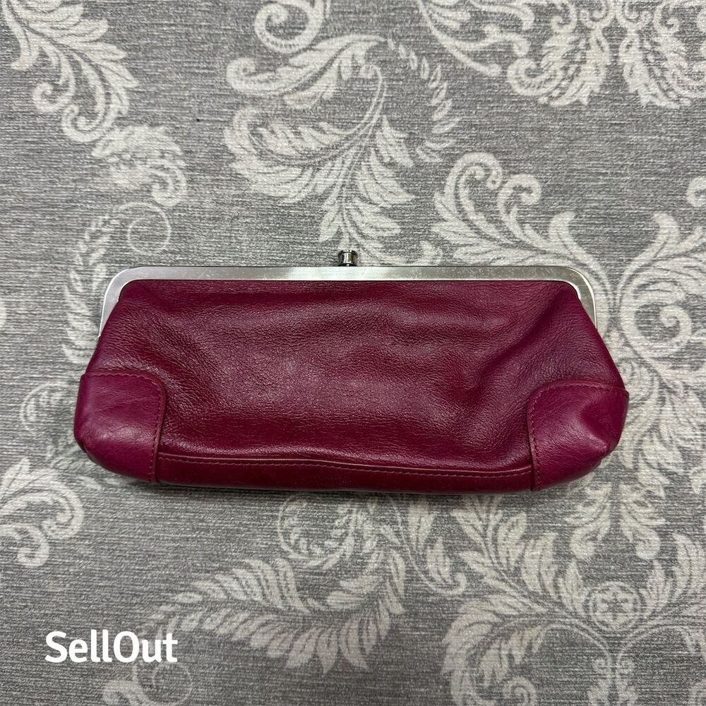 Latico Women's Raspberry Leather Clutch Purse with Silvertone Clasp